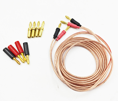 سلك الموز الشفاف 14Gauge لـ Bi-Wire Bi-Amp HiFi الصوت المحيطي 99.9% OFC النحاس
