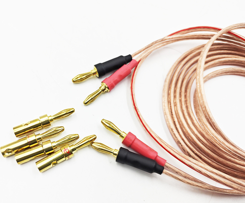 سلك الموز الشفاف 14Gauge لـ Bi-Wire Bi-Amp HiFi الصوت المحيطي 99.9% OFC النحاس