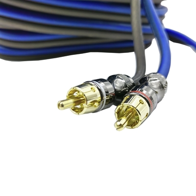 رجل إلى رجل 2 كابل RCA مع نايلون مضفوطة قابلة للتوسع الغطاء 9.5mm قطر خارجي