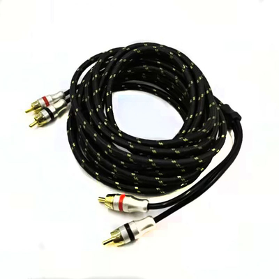 رجل إلى رجل 2 كابل RCA مع نايلون مضفوطة قابلة للتوسع الغطاء 9.5mm قطر خارجي