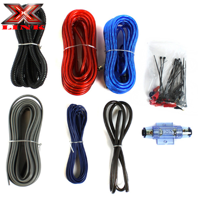 سترة بي.في.سي 0 4 8 10awg مقياس المقياس مجموعة الأسلاك مكبر السيارات السيارات مع نوع رابط RCA