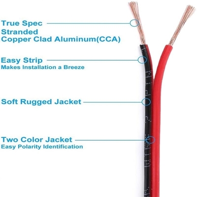 سلك مرن Ext 2pin 2 Color كابل أحمر أسود للشرائط LED السلك الكهربائي