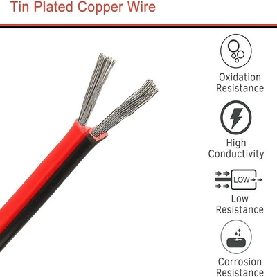 سلك مرن Ext 2pin 2 Color كابل أحمر أسود للشرائط LED السلك الكهربائي