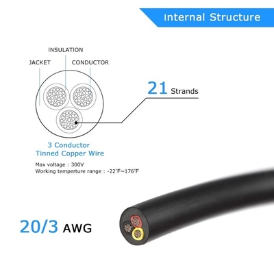 18AWG 2 موصل 20AWG 3 موصل السلك الكهربائي السلك النحاسي المقطر PVC