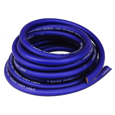 سلك الطاقة المرن الشفاف الأزرق الأحمر 1/0 GA AWG لتركيب مكبر صوت السيارة