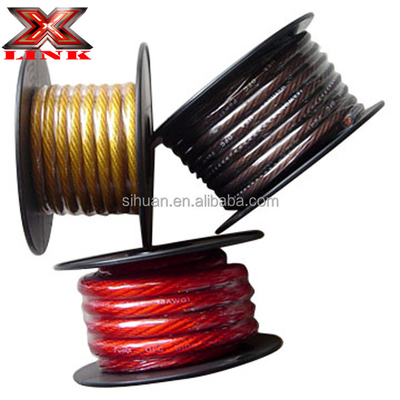 جاكيت PVC ناعم سيارات الجهد المنخفض 0 2 4 6 8 AWG المقياس مواد العزل PVC السيارة الصوتية السوبووفر مكبر الكهرباء كابل الطاقة