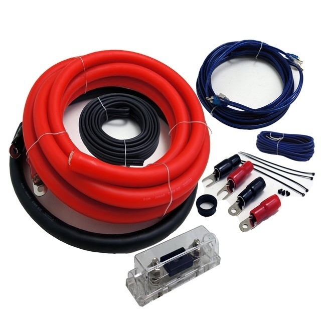 سترة بي.في.سي 0 4 8 10awg مقياس المقياس مجموعة الأسلاك مكبر السيارات السيارات مع نوع رابط RCA