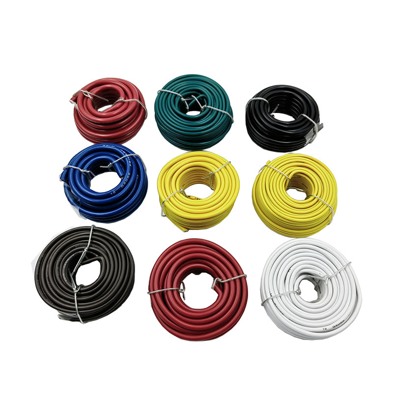 الجهد المنخفض 10 12 14 16 18 GA AWG المقياس السيارات الكهربائية سلك واحد مع السترة الموصل النحاس PVC