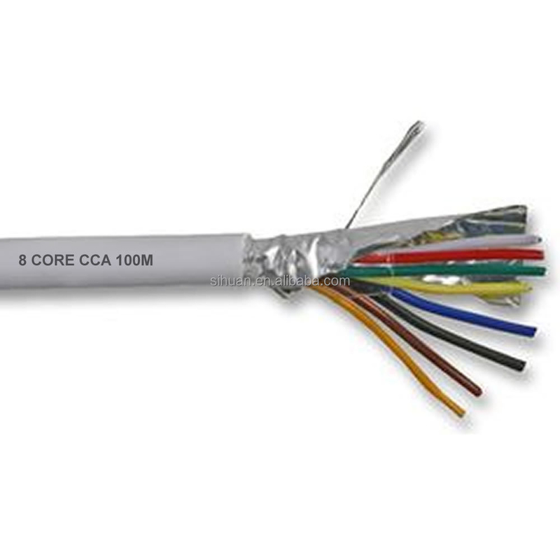 موصل نحاس عاري 2c 4c 8c 12c 20c كابل إنذار الحريق المتعرج مع عزل PVC