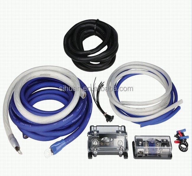OFC Conducer 0 2 4 6 8 AWG Gauge GA Car Audio Cable Kit لنظام مكبر الصوت