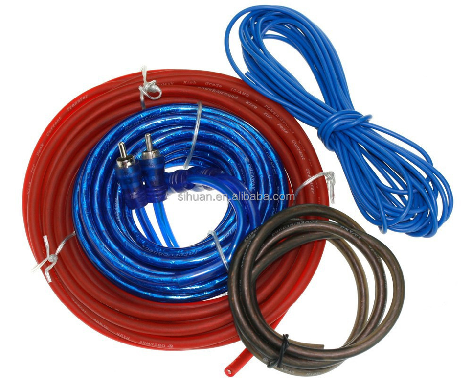 لون الكابلات القابل للتخصيص وموصولات RCA CCA Car Amplifier Installation Wiring Kit